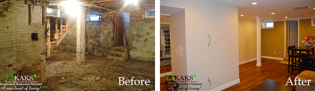 before-after Old Basement Remodel